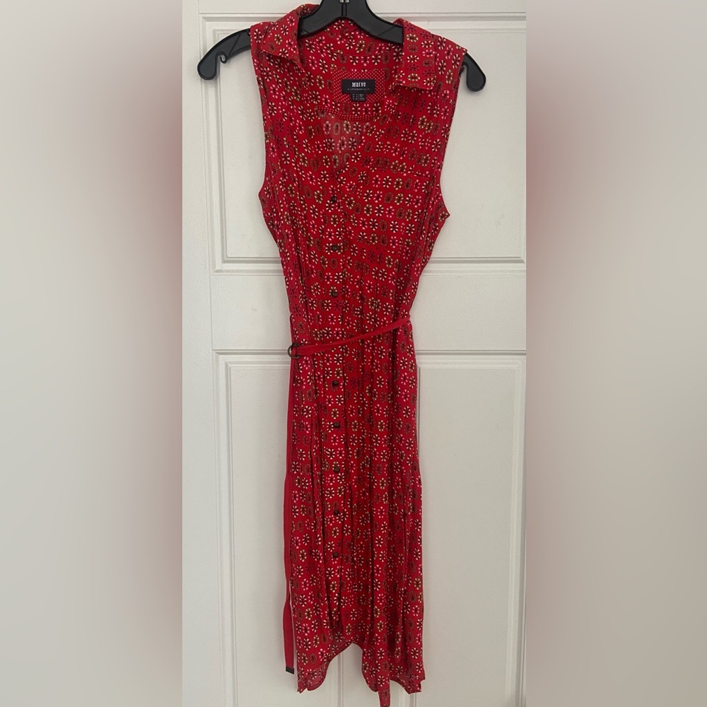 Anthropologie red button front dress, size 4